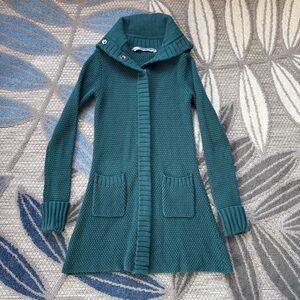 Athleta Women’s Sula Snap Teal Tunic‎ Button Snap Sweater Cardigan Size XS